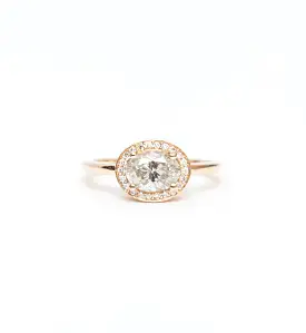 1.00 ct Fancy Grey Oval Diamond Rosette Ring