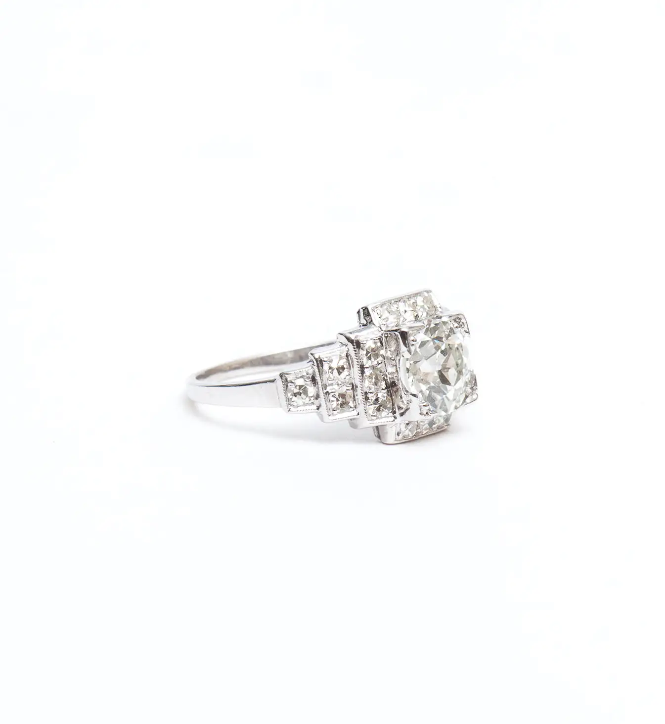 1.23 ct Old European Diamond Step Down Ring