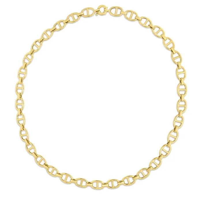 14K Yellow 8.8mm Gold Mariner Link Necklace - 18