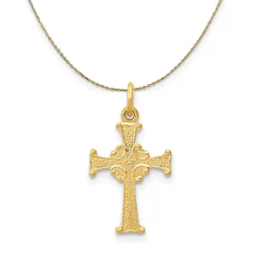 14k Yellow Gold, Dainty, Celtic Cross Necklace