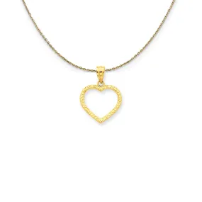 14k Yellow Gold Diamond Cut Nugget Heart Necklace