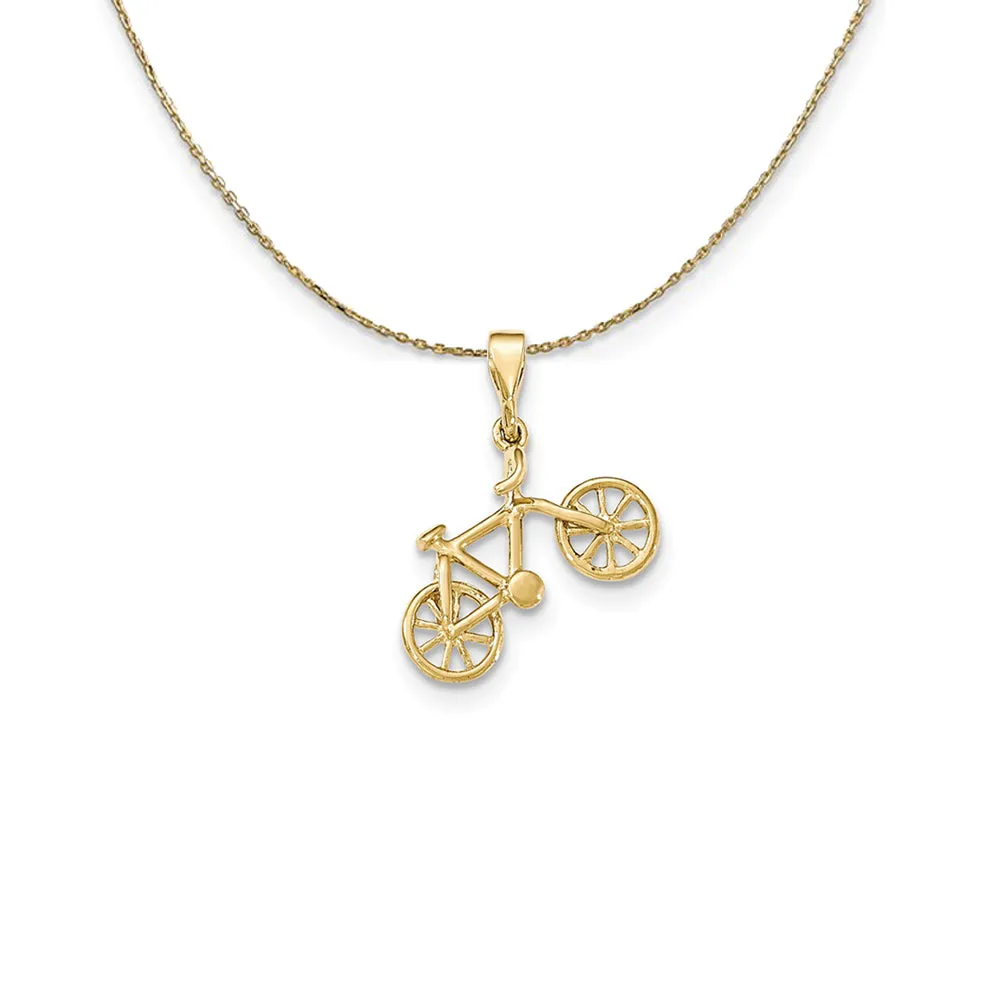 14k Yellow Gold Solid 3D Bicycle (26mm) Necklace