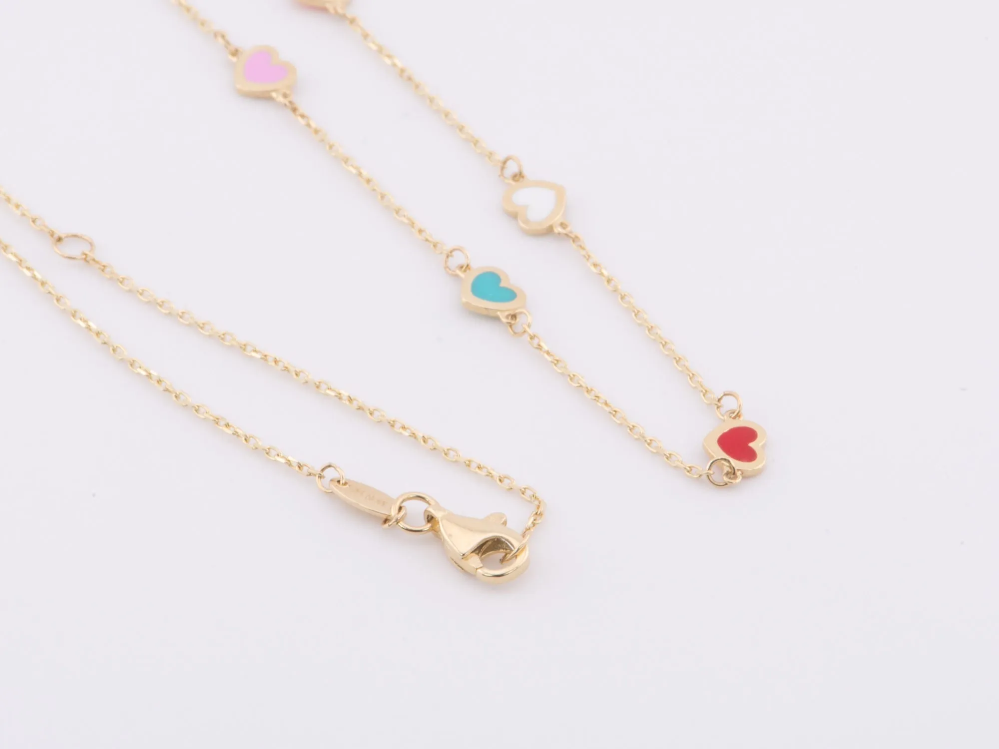 18 14K Gold Bright Enamel Heart Necklace R4508