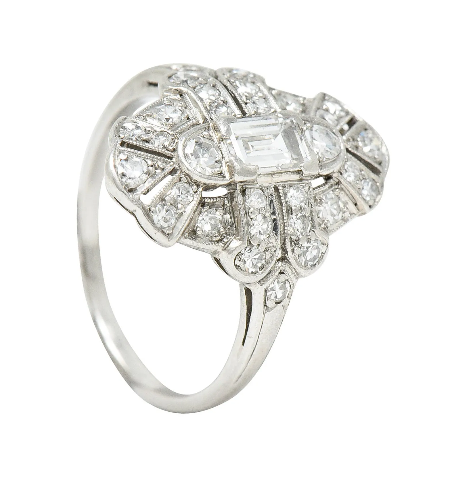 1930's Maurice Tishman Art Deco 0.75 CTW Diamond Platinum Dinner Ring