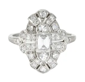 1930's Maurice Tishman Art Deco 0.75 CTW Diamond Platinum Dinner Ring