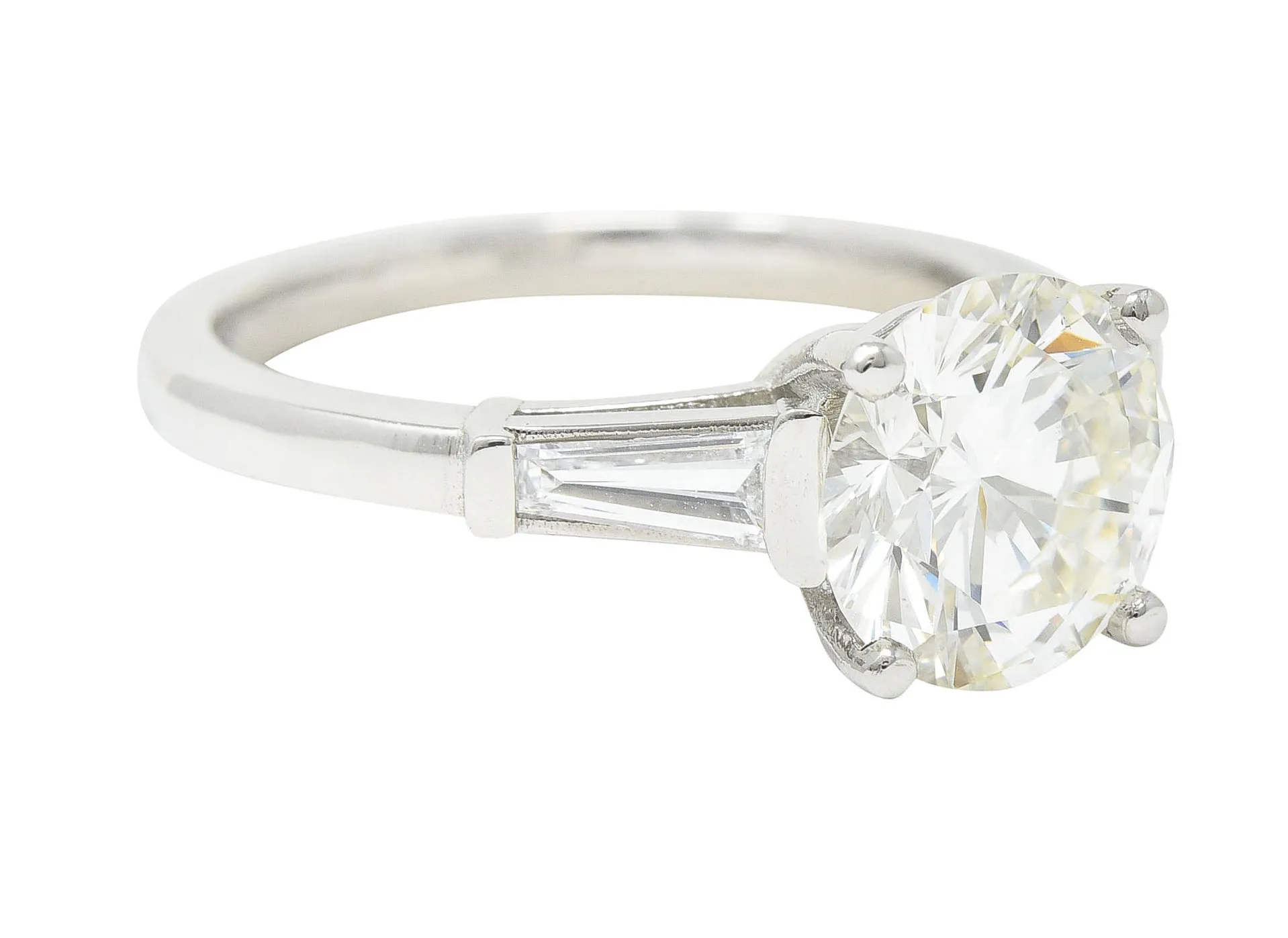 1950's Mid-Century 2.73 CTW Diamond Platinum Engagement Ring GIA