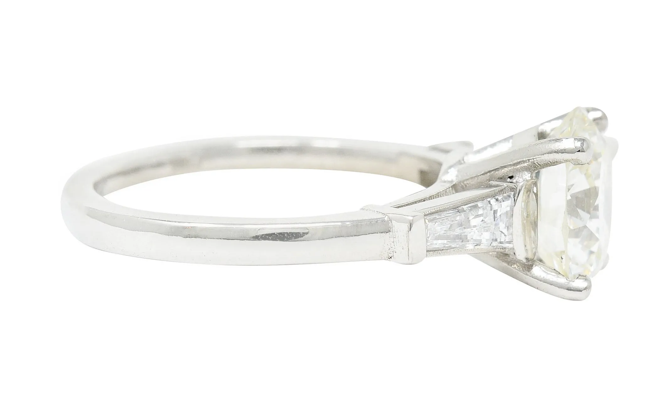 1950's Mid-Century 2.73 CTW Diamond Platinum Engagement Ring GIA