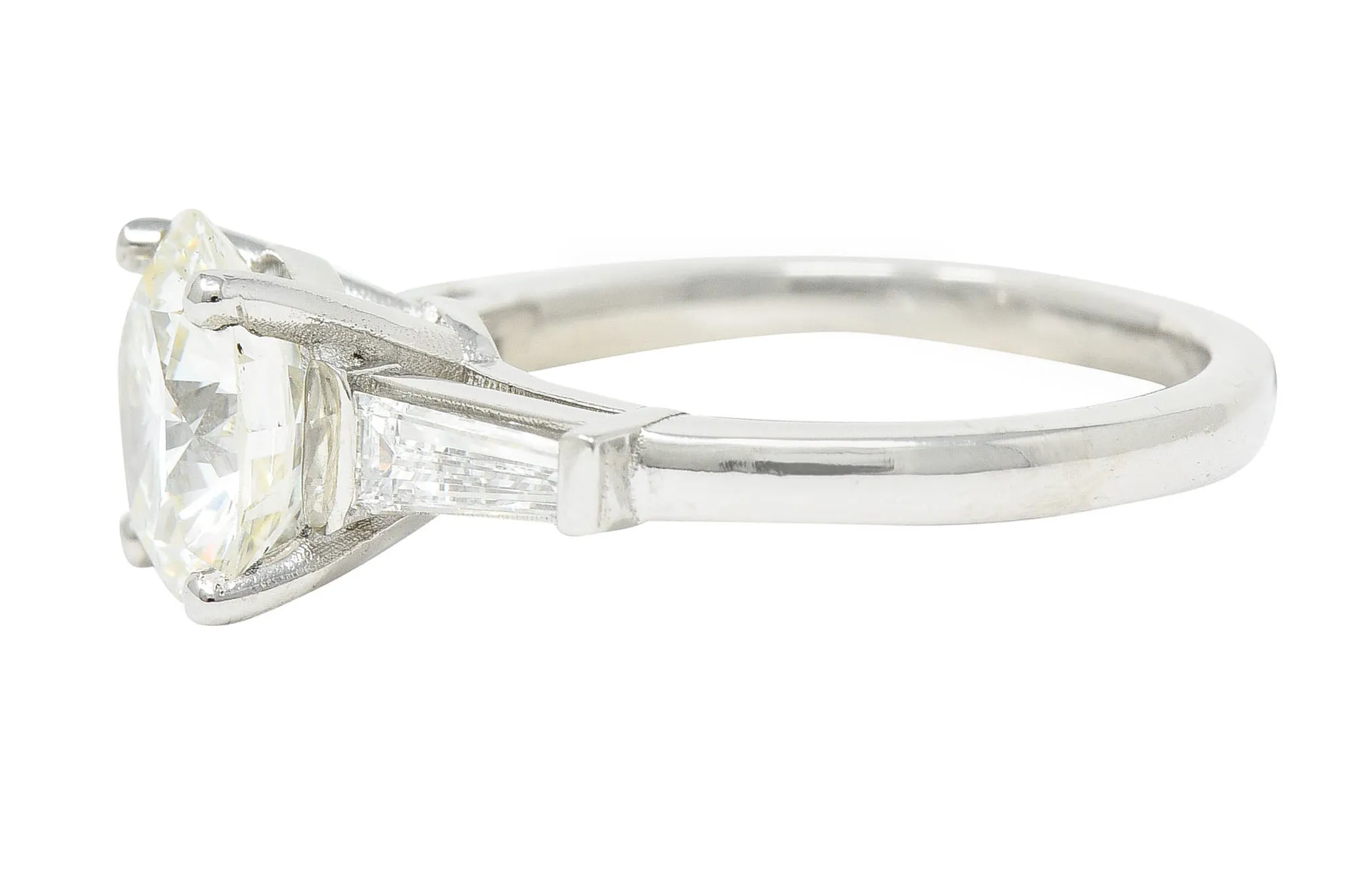 1950's Mid-Century 2.73 CTW Diamond Platinum Engagement Ring GIA