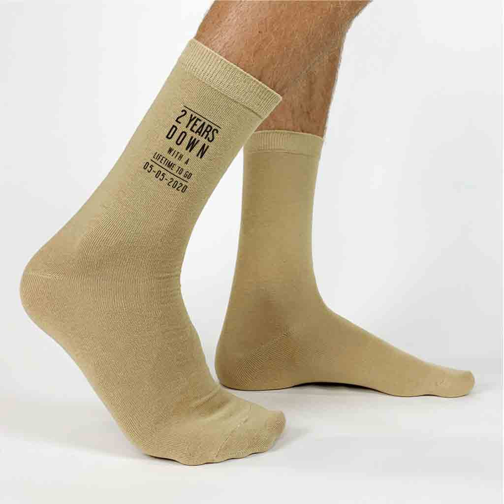 2nd Anniversary Mens Socks - 2 Years Down Personalized