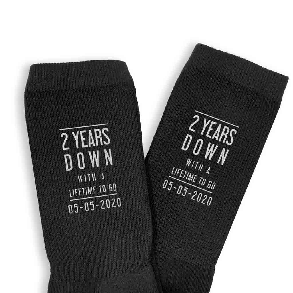 2nd Anniversary Mens Socks - 2 Years Down Personalized