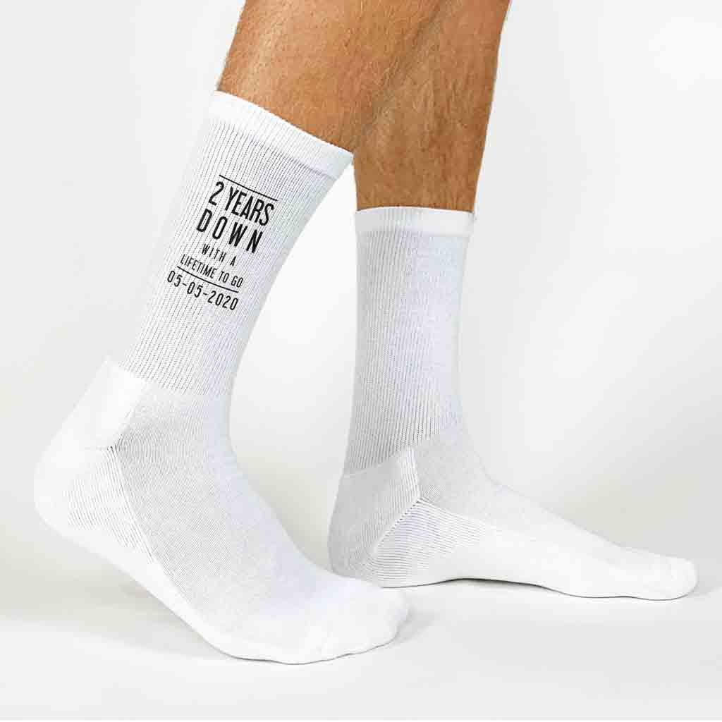 2nd Anniversary Mens Socks - 2 Years Down Personalized