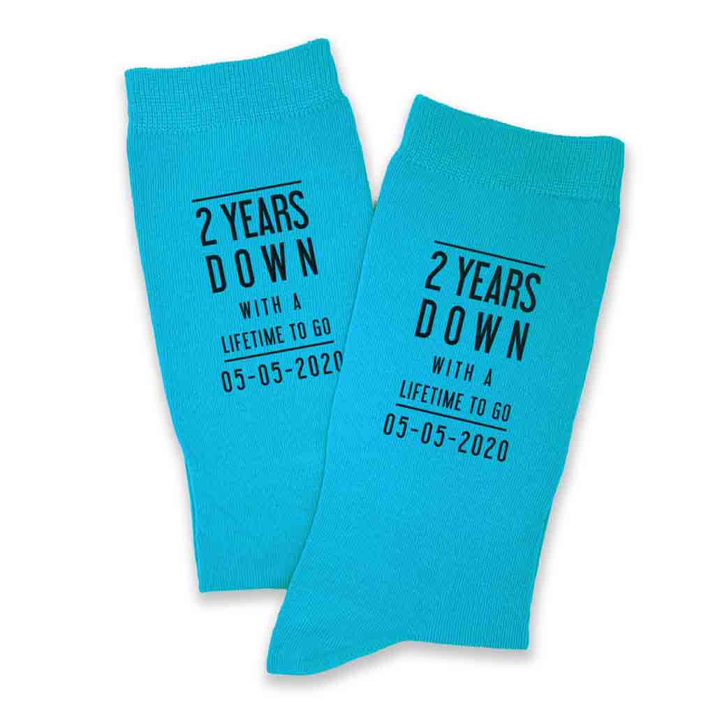 2nd Anniversary Mens Socks - 2 Years Down Personalized