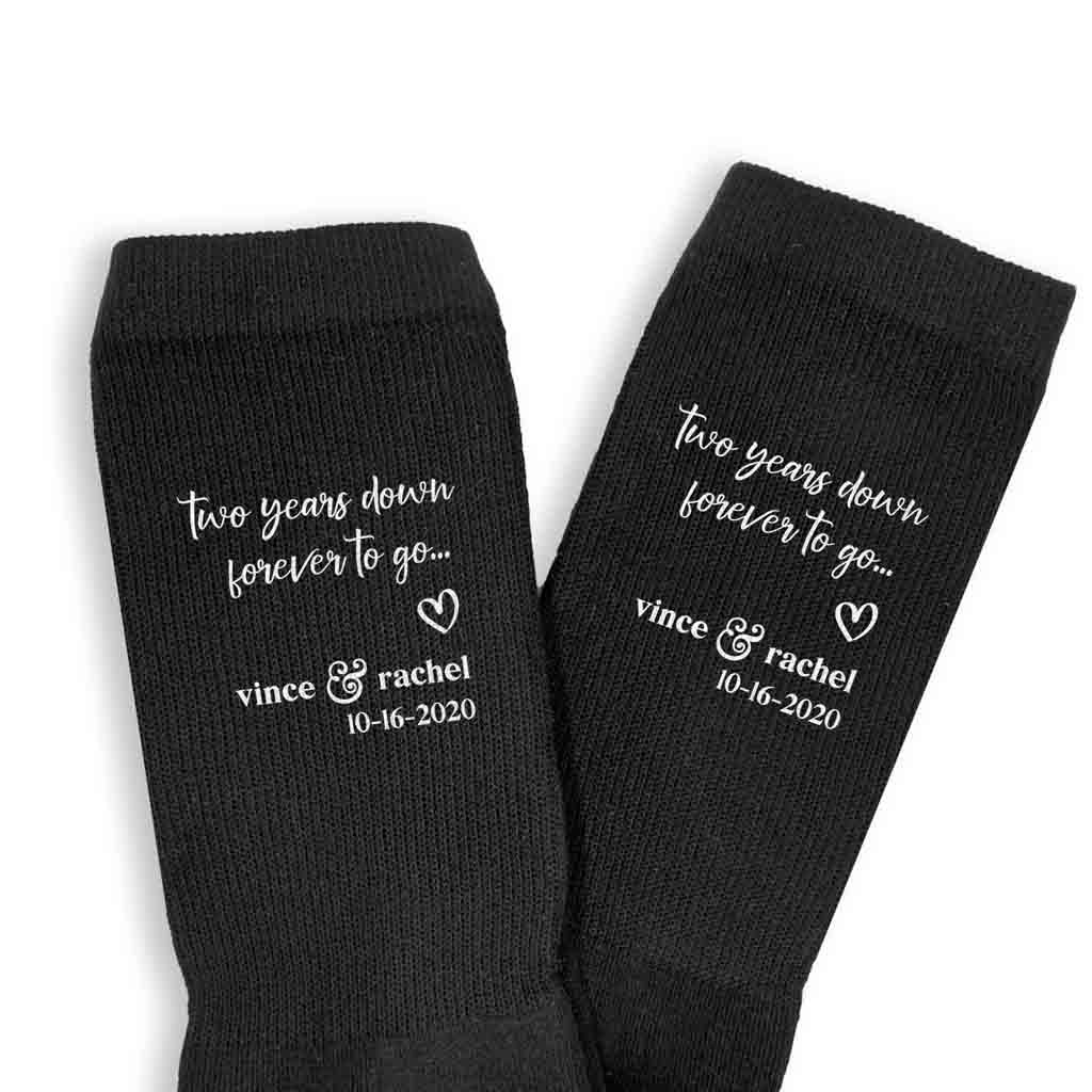 2nd Anniversary Two Years Down Custom Wedding Socks