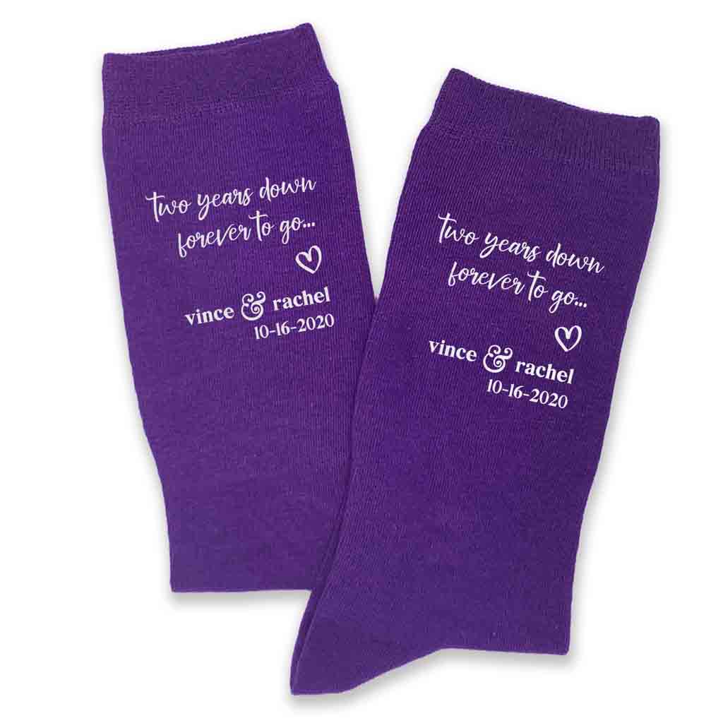 2nd Anniversary Two Years Down Custom Wedding Socks