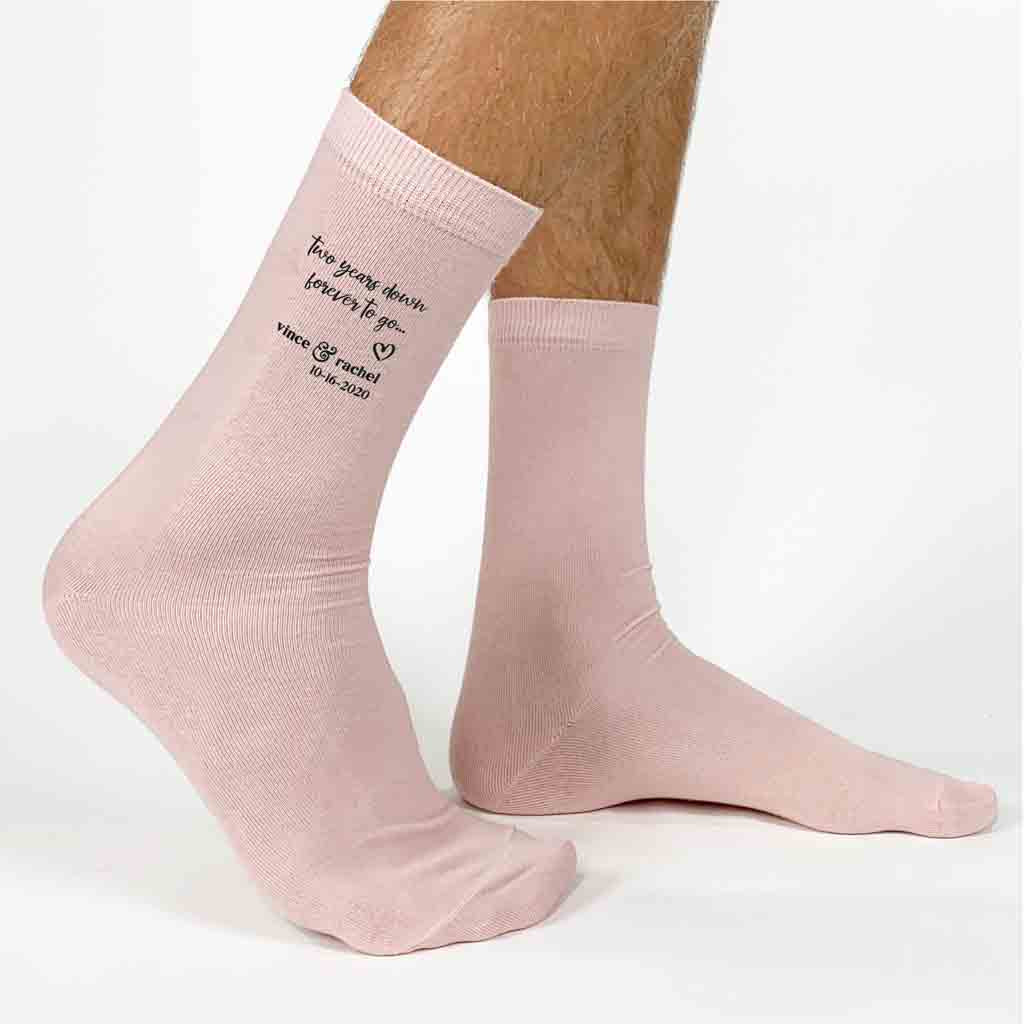 2nd Anniversary Two Years Down Custom Wedding Socks