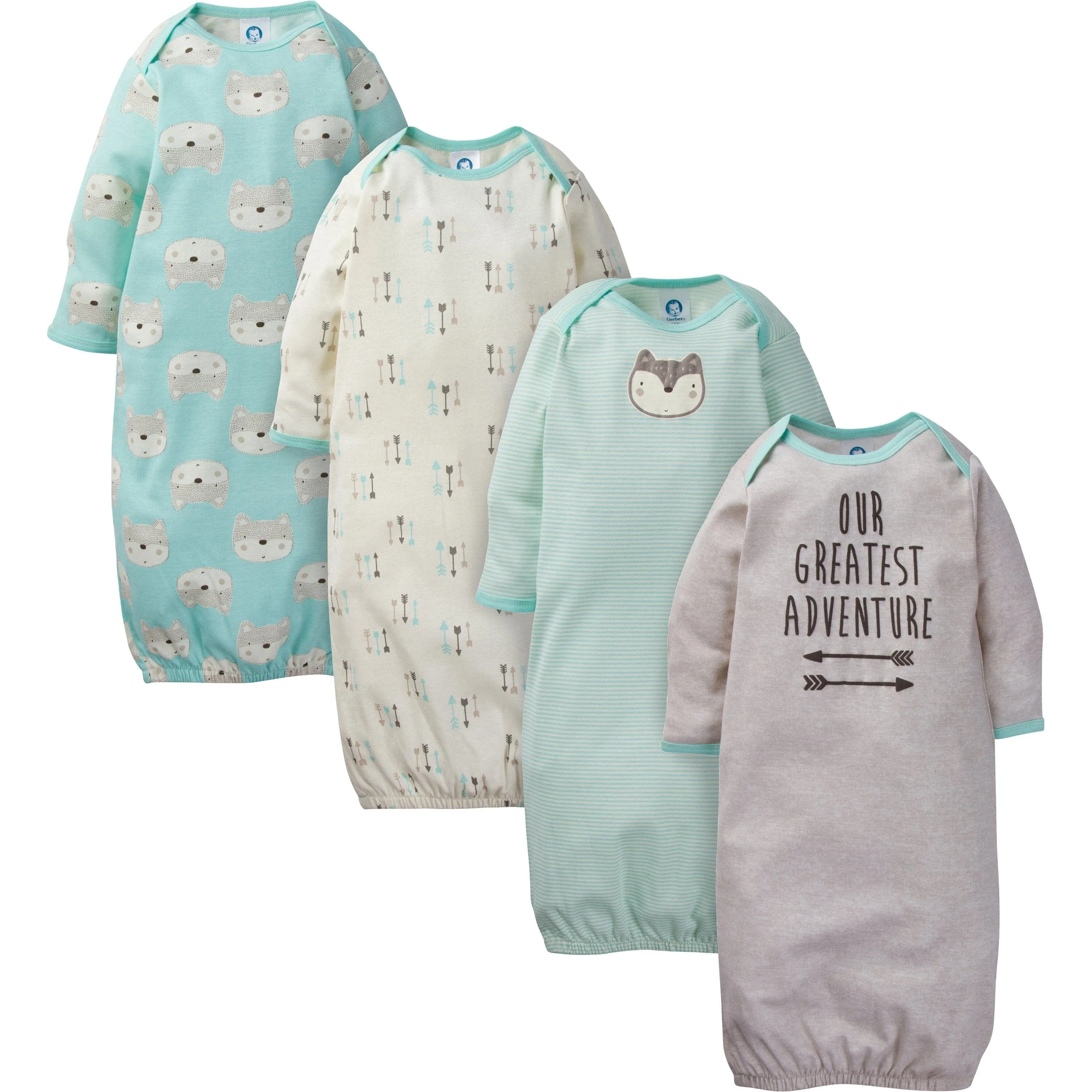 4-Pack Baby Fox Gowns