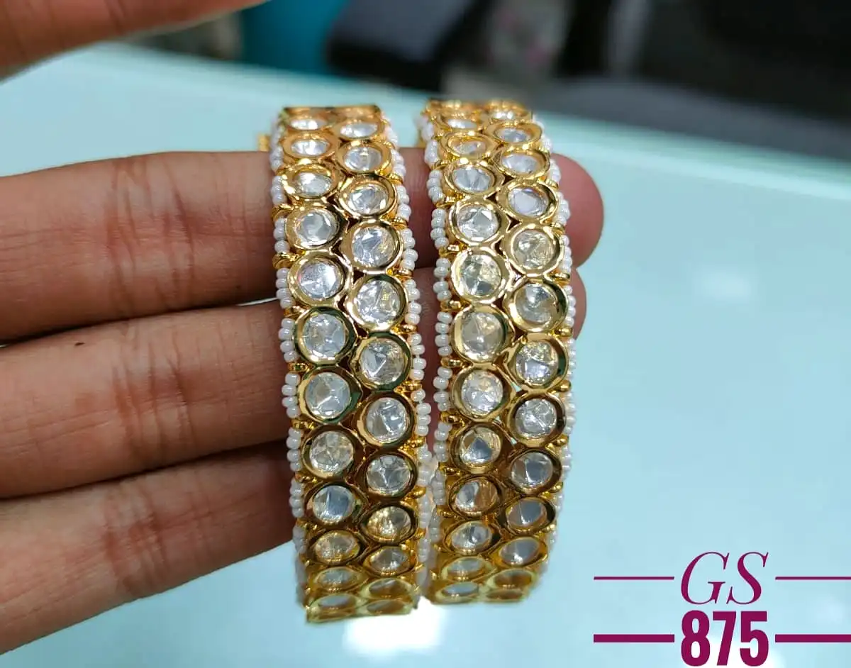 Ankitha , elegant Gold Finish Kundan Kada /Bangle set for women -KALA001BSB