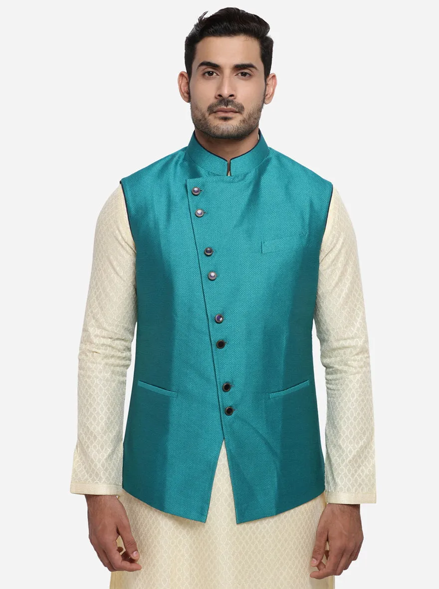 Aqua Green Bandhgala Jacket | Azania