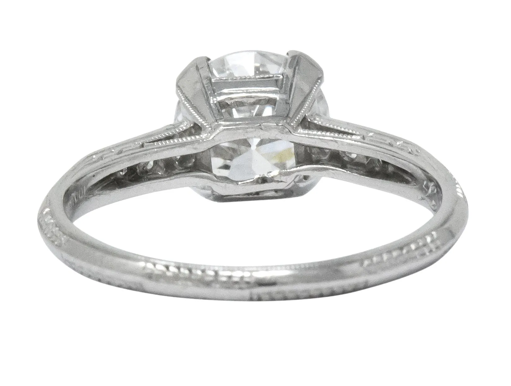 Art Deco 1.20 CTW Transitional Cut Diamond Platinum Engagement Ring GIA