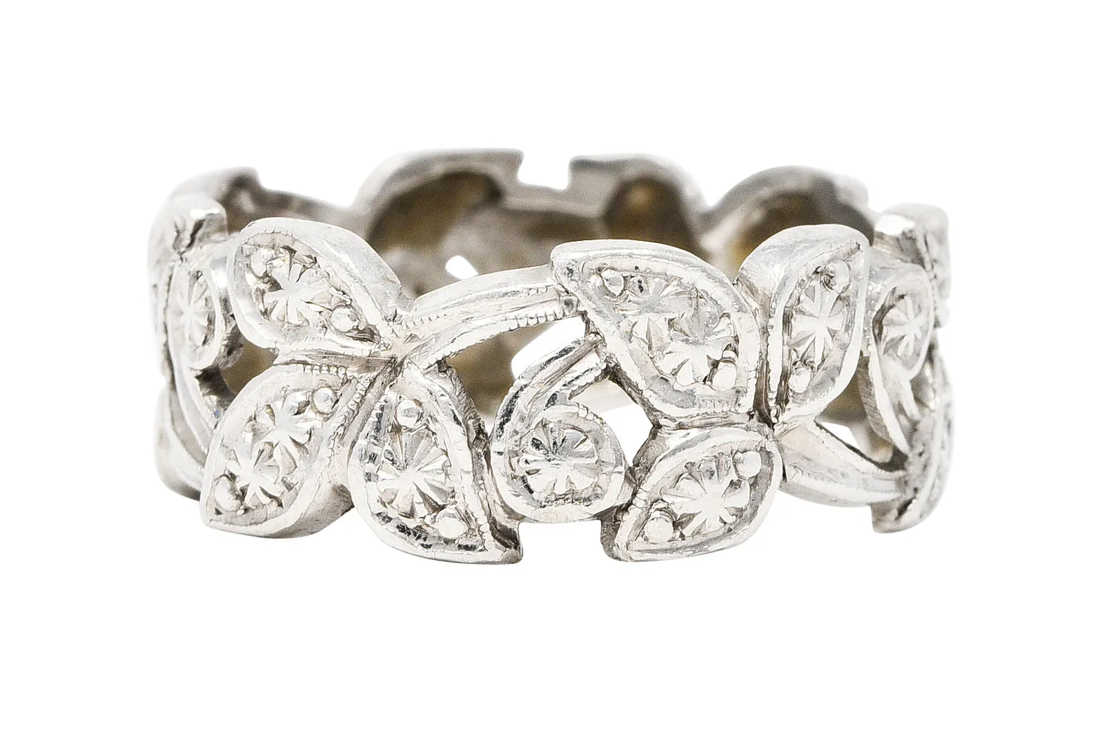 Art Deco Diamond Platinum Ivy Eternity Band Ring