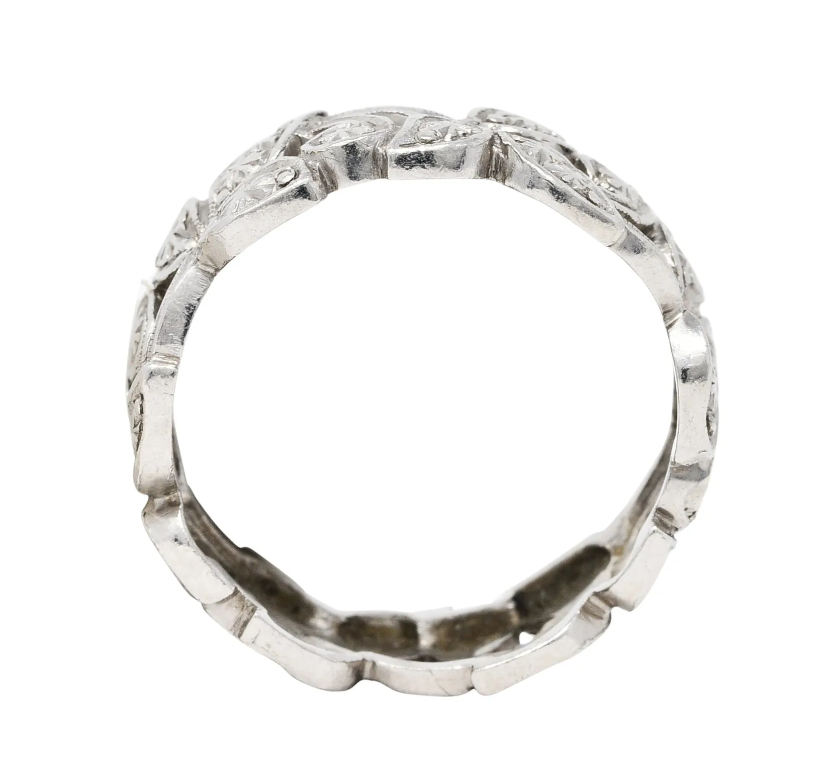 Art Deco Diamond Platinum Ivy Eternity Band Ring