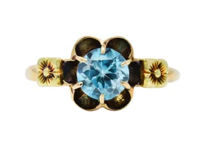 Art Deco Zircon 14 Karat Two-Tone Gold Blossom Ring