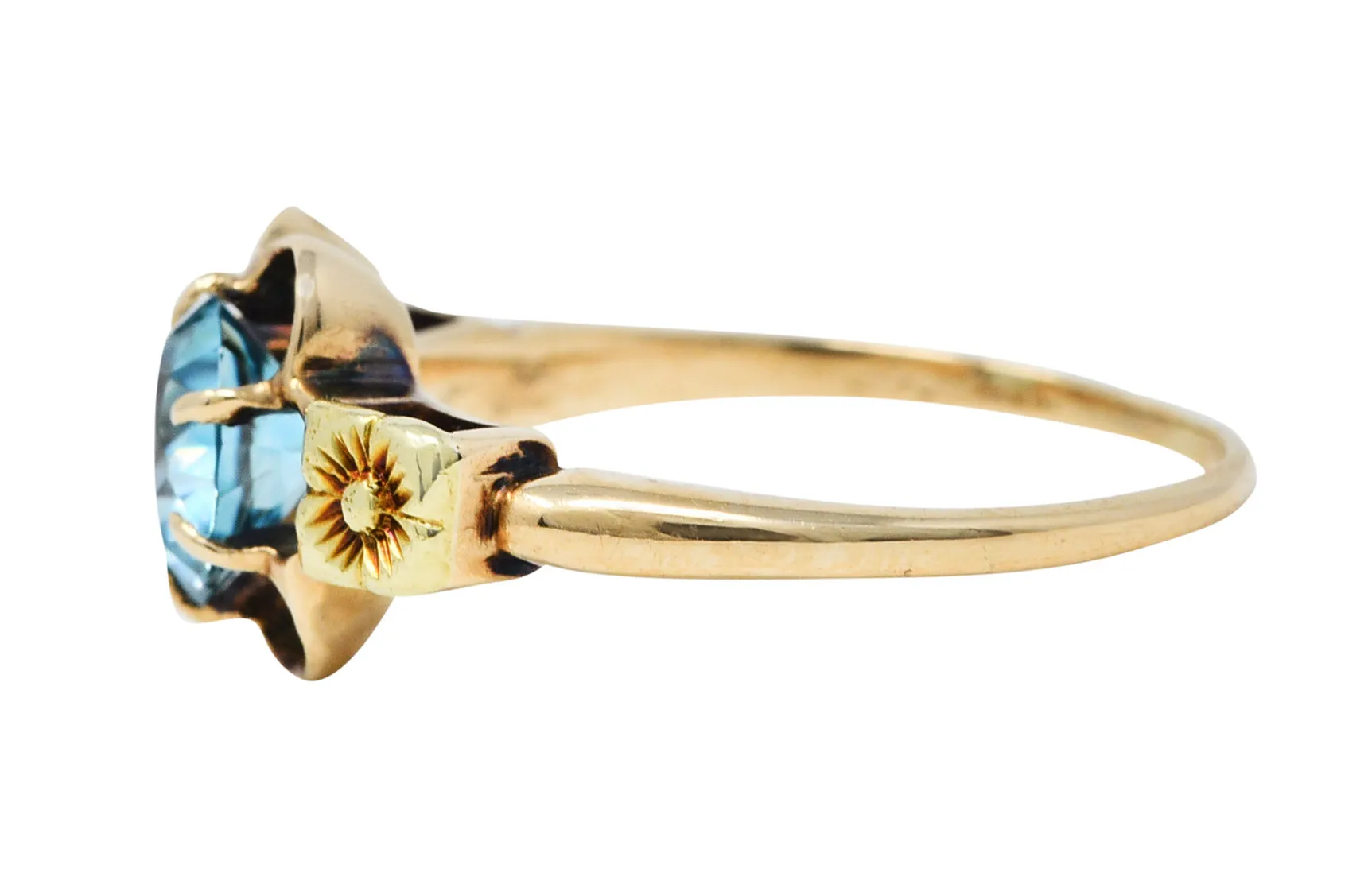 Art Deco Zircon 14 Karat Two-Tone Gold Blossom Ring