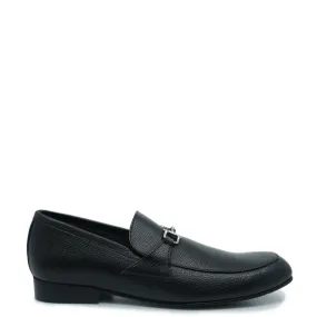 Atlanta Mocassin Black Grain Buckle Dress Shoe