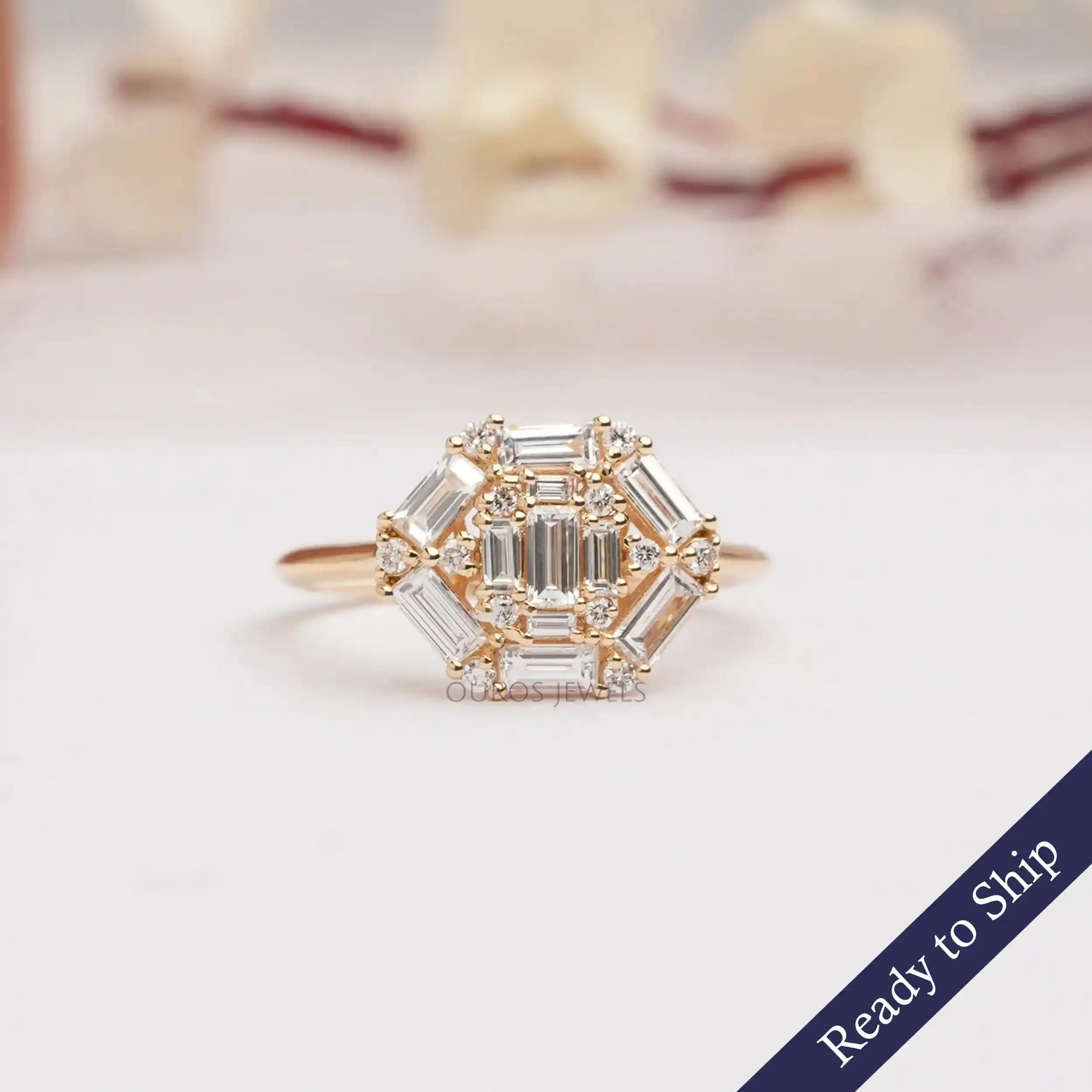 Baguette Cut Lab  Grown Diamond Engagement Ring