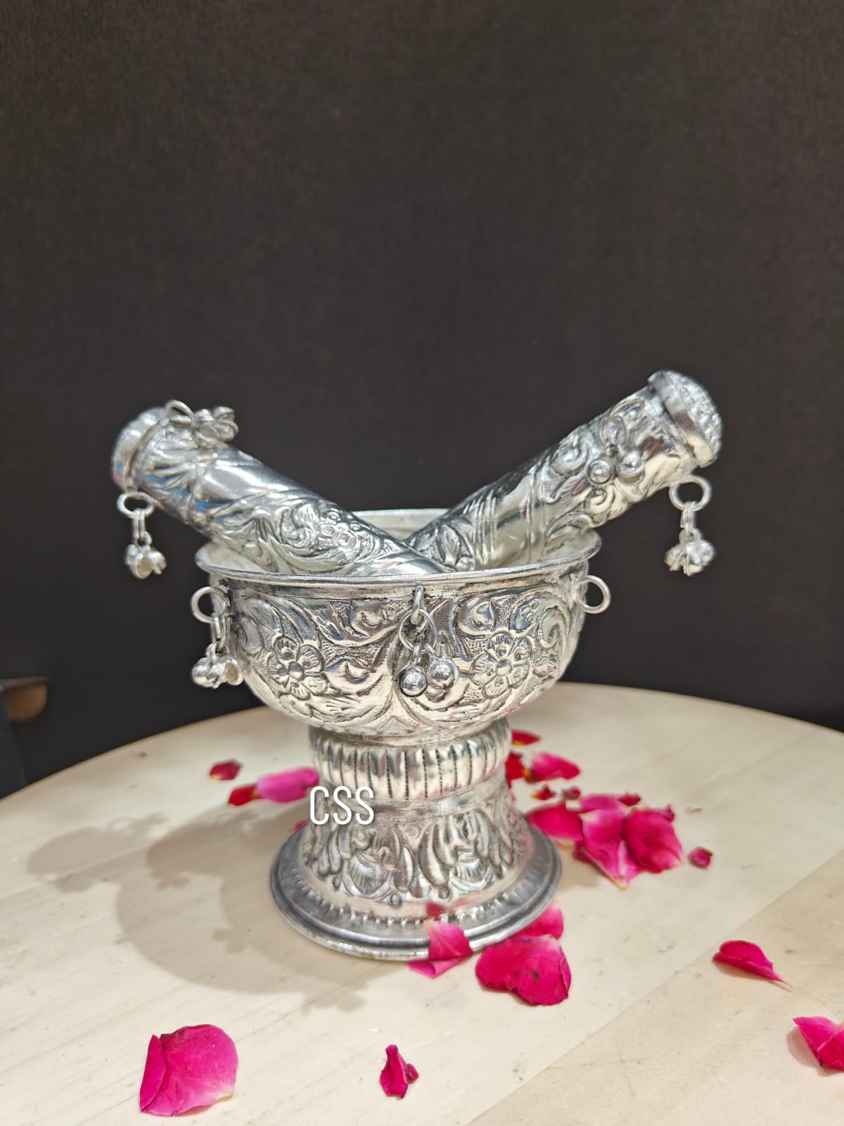 Beautiful German Silver Rolu Rokali Set  With Silver Tray for Weddings-CS001RR