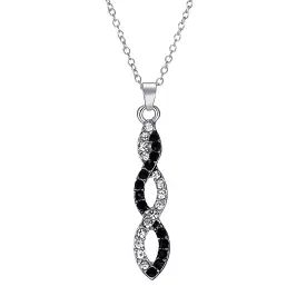 Black and Clear Crystal Infinity Pendant Necklace