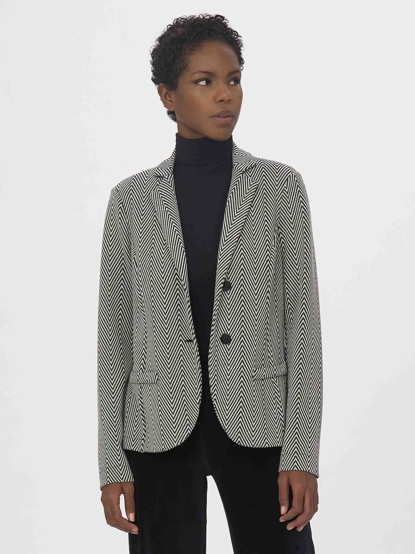 Blazer a 2 bottoni in Eco Jacquard - Fant.Nero