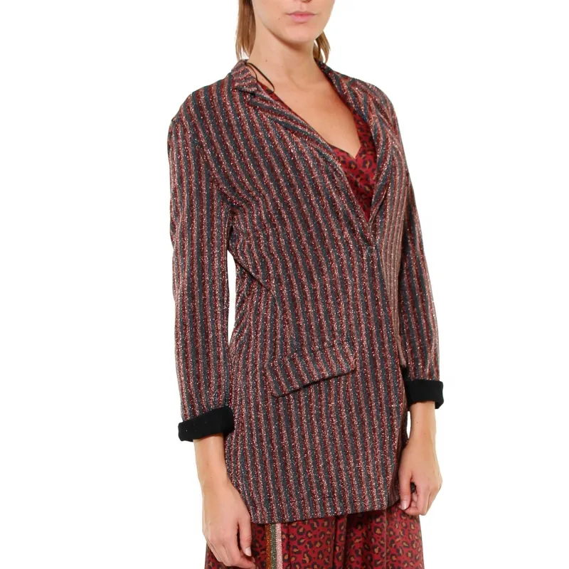 BLAZER RIGHE IN MAGLINA DI LUREX, BRUCIATO