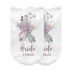 Bridal Party Personalized Socks - Watercolor Floral Design