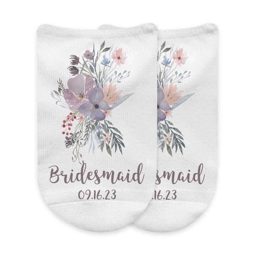 Bridal Party Personalized Socks - Watercolor Floral Design