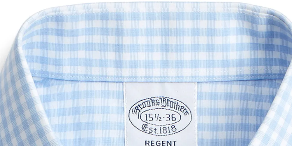 Brooks Brothers Men's Gingham Classic Fit Dress Shirt Blue Size 46