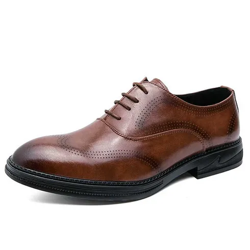 Brown retro brogue oxford dress shoe 2583