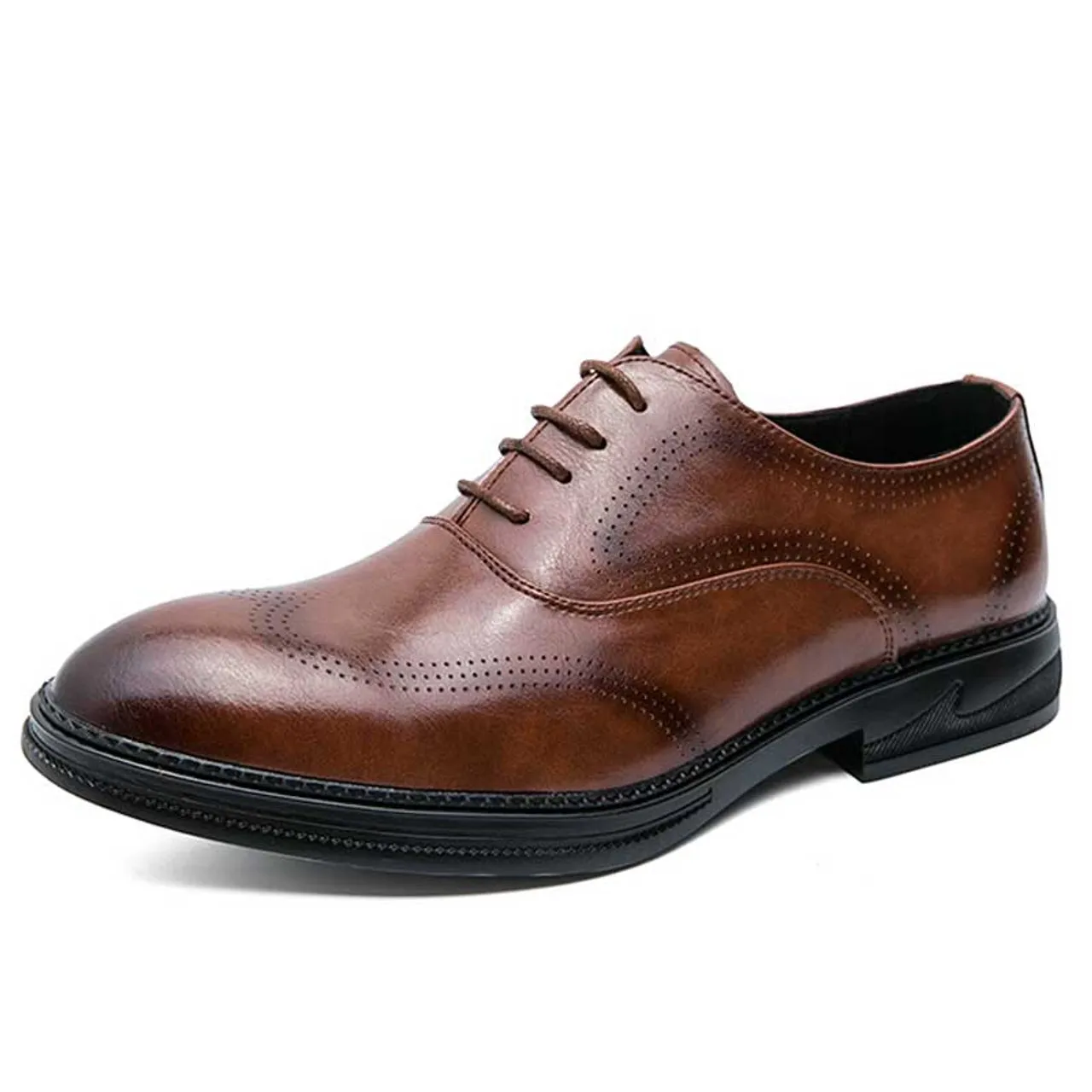 Brown retro brogue oxford dress shoe 2583