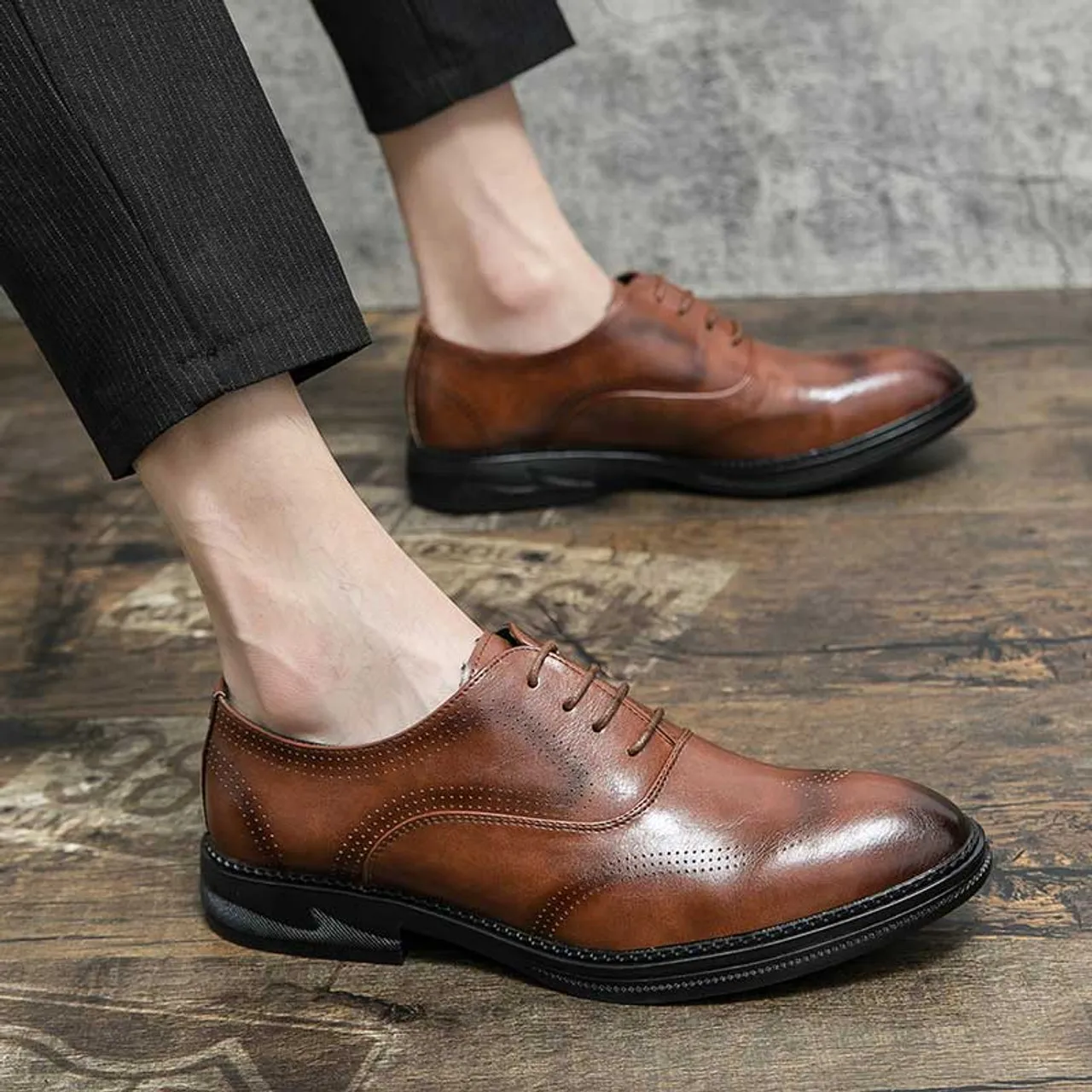 Brown retro brogue oxford dress shoe 2583