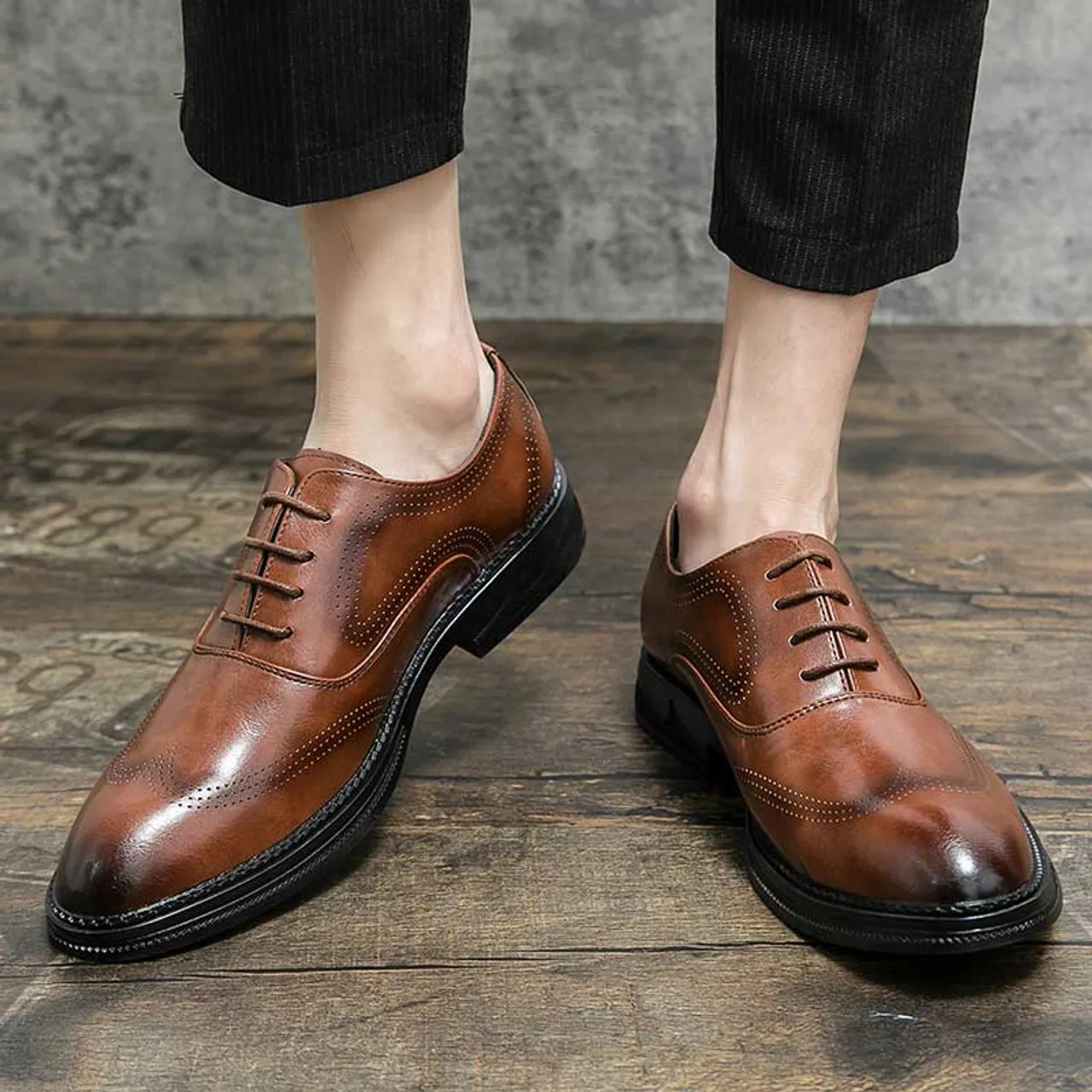 Brown retro brogue oxford dress shoe 2583