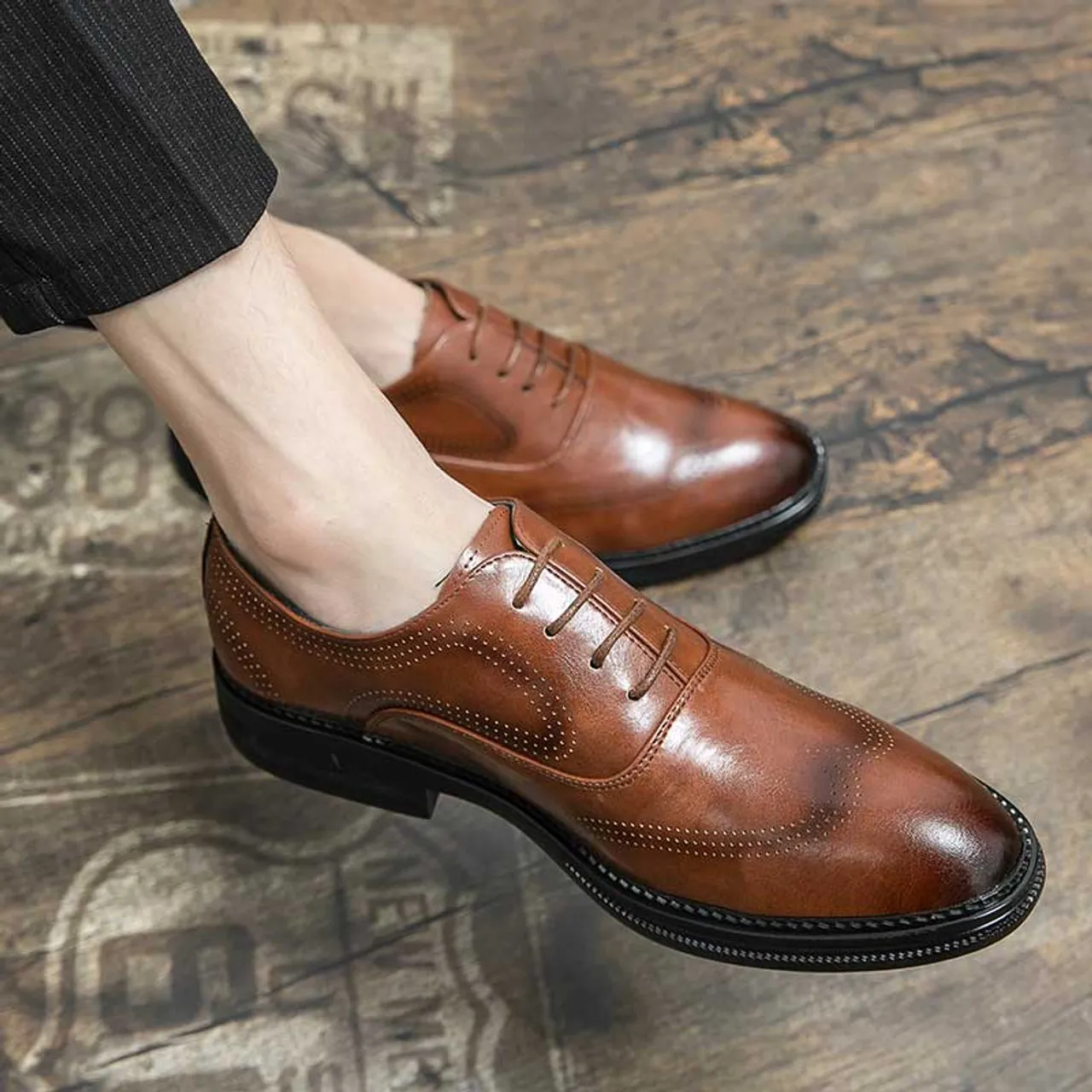 Brown retro brogue oxford dress shoe 2583