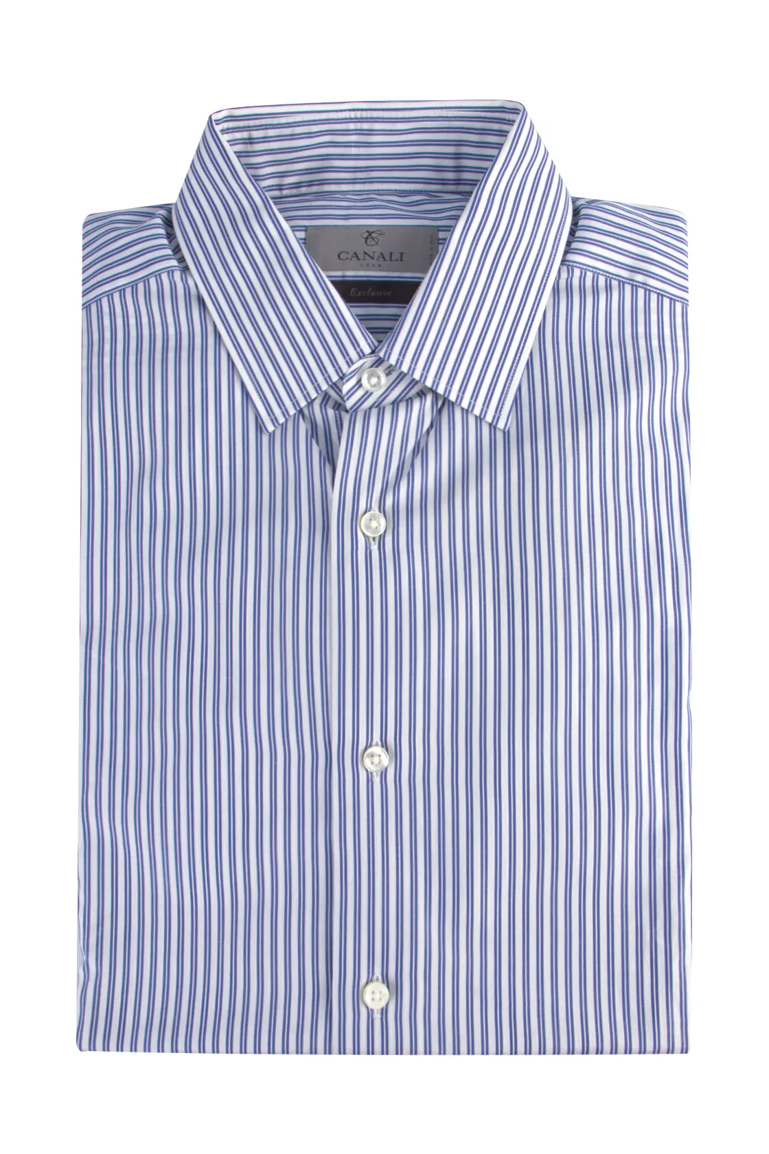 Canali Dress Shirt Blue Stripe