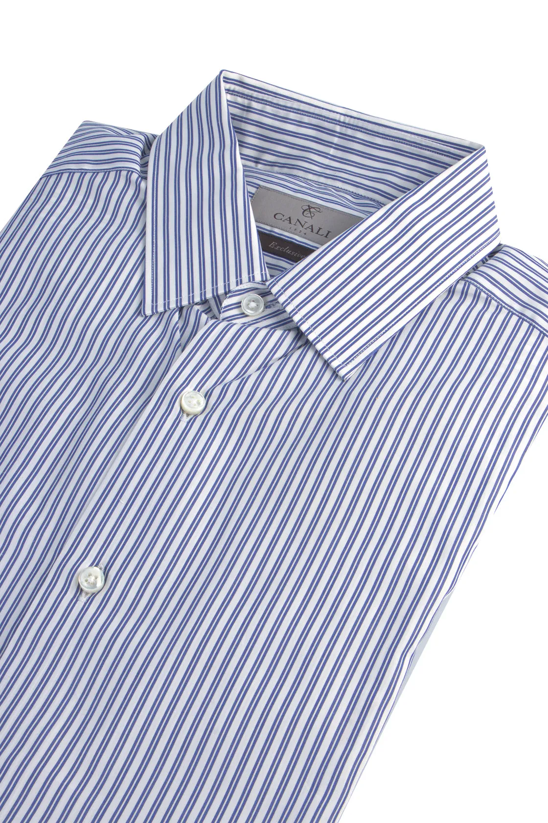 Canali Dress Shirt Blue Stripe