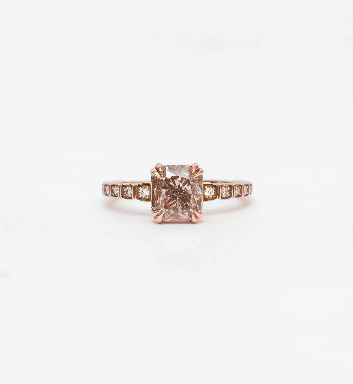 Champagne Diamond Tapered Wheat Engagement Ring