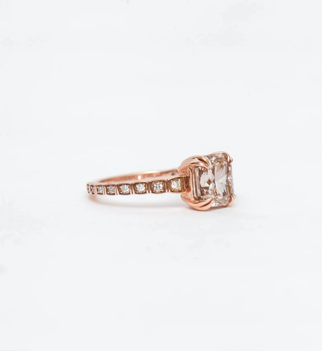 Champagne Diamond Tapered Wheat Engagement Ring