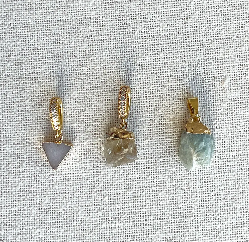 Citrine Pendant, Pave Connector Gold