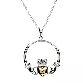 Classic Claddagh Pendant with Gold Heart