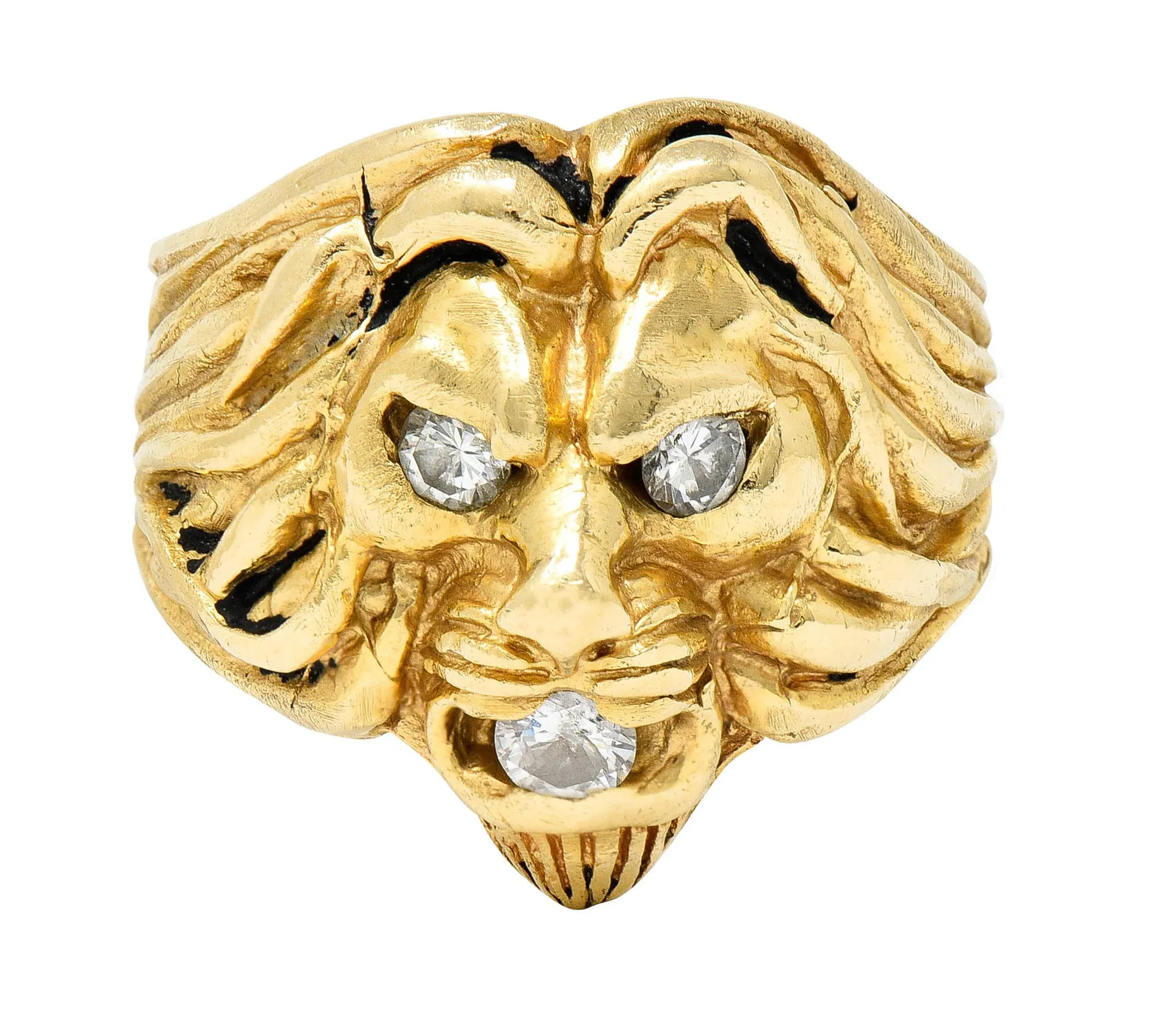 Clyde Duneier Diamond 14 Karat Gold Lion Band Ring