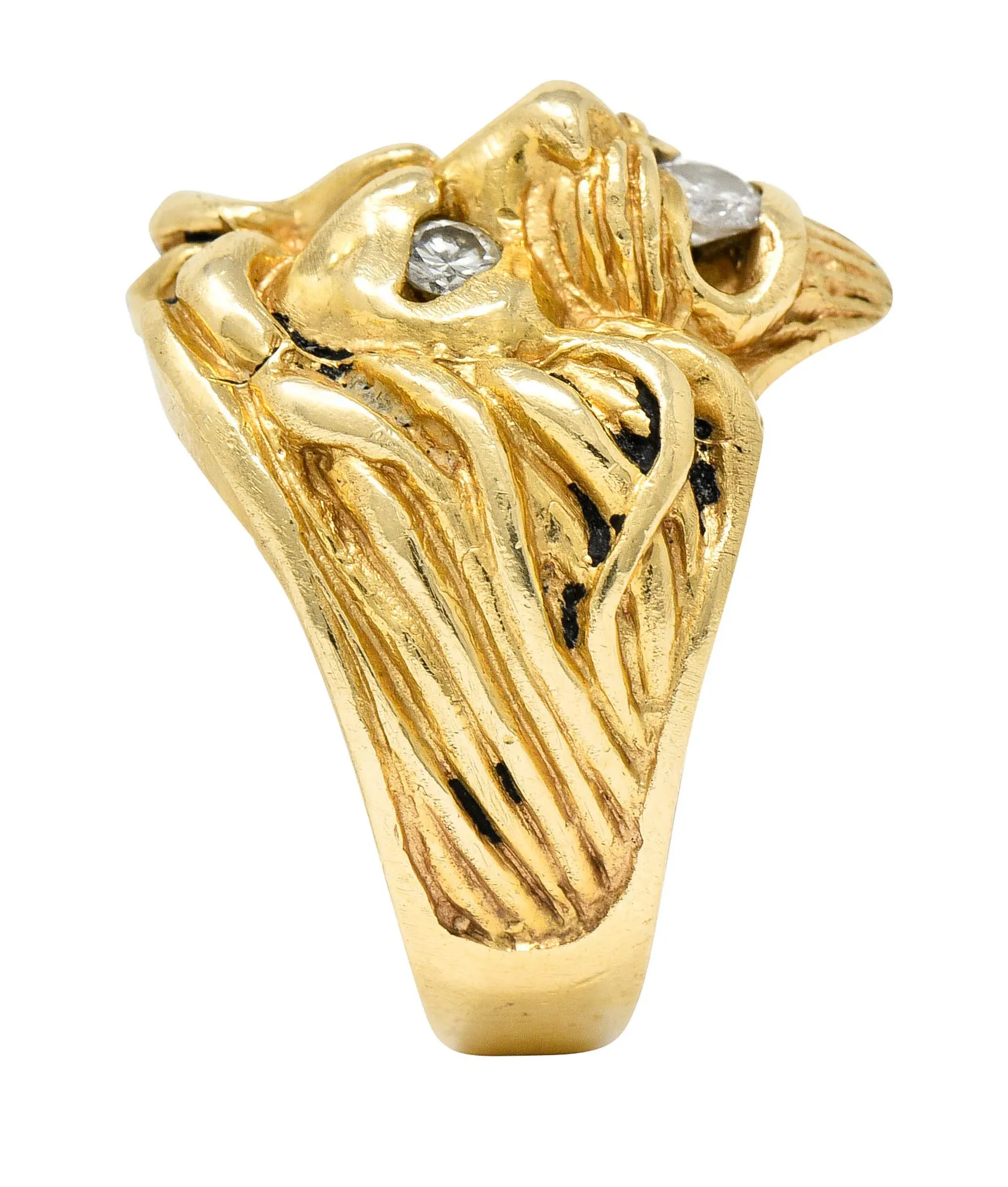 Clyde Duneier Diamond 14 Karat Gold Lion Band Ring