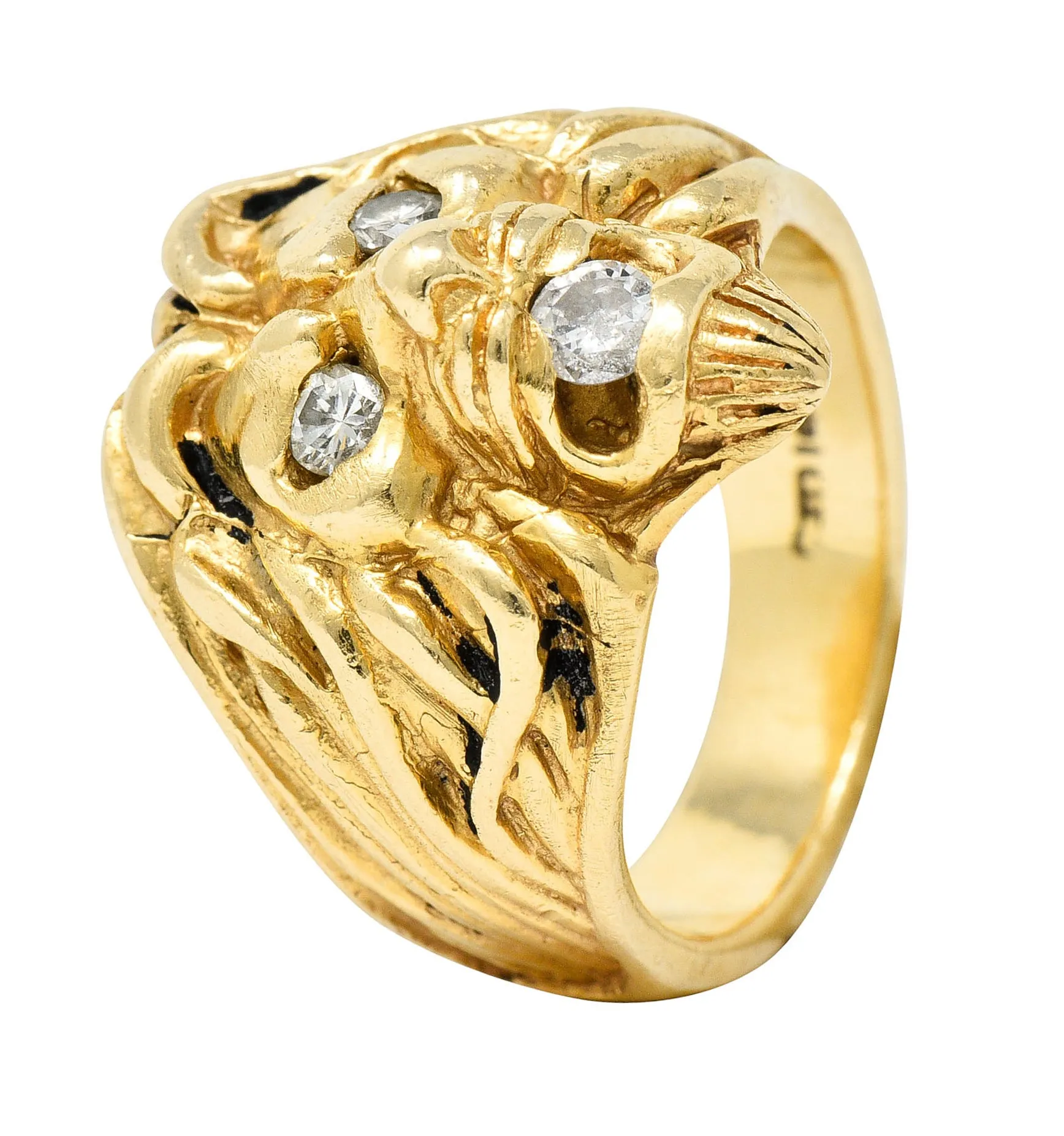 Clyde Duneier Diamond 14 Karat Gold Lion Band Ring